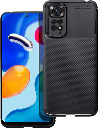 Kapak telefoni Xiaomi Redmi Note 11 11S, gome TPU karbon, kundra rënies, i zi