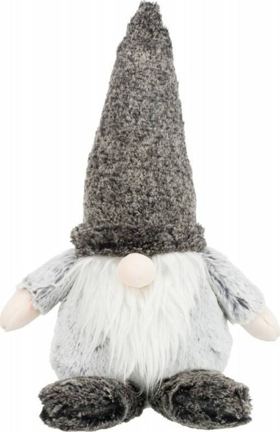 Figurë Krishtlindjesh GNOME, pelush dekorativ, 33 cm, e kuqe me gri