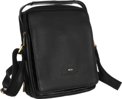Çantë për burra Peterson PTN-371-NDM, lëkurë natyrale, crossbody, e zezë