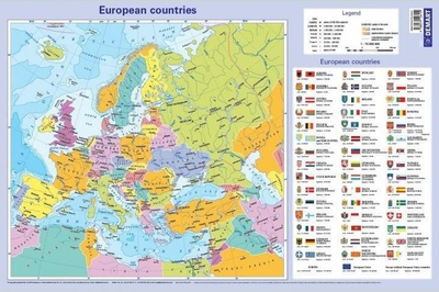 Mbulesë tavoline Demart Desk Pad Europe, hartë politike e Evropës, shumëngjyrëshe