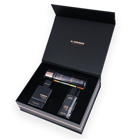 Set aromatik Al Haramain Amber Oud Private Edition. EDP 75 ml + EDP 30 ml + sprej për trup 250 ml