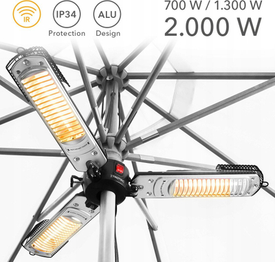 Ngrohës infra të kuq për çadër Umbrella IR 2005 SC, 2000W, 3 shkallë ngrohje, i zi