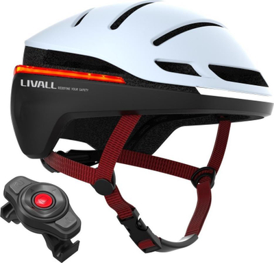 Каска за велосипед Livall EVO21, интелигентна со ЛЕД, големина 58-62cm, бела