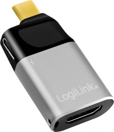 Adapter USB C LogiLink UA0377, HDMI 4K, Power Delivery, alumini gri