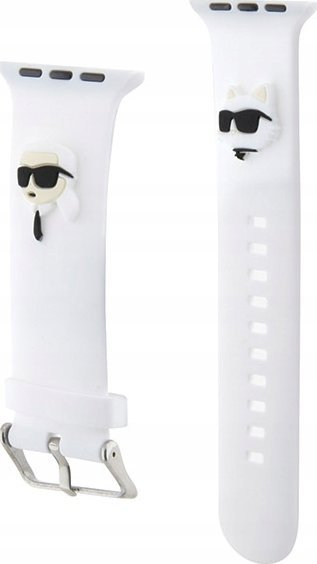 Rrip ore inteligjente Karl Lagerfeld Bracelet Rubber NFT Karl &amp; Choupette, për Apple Watch 38 40 41mm, gome, i bardhë