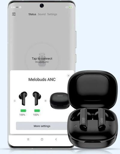 Kufje pa kabëll QCY MeloBuds ANC, Bluetooth 5.2, heqje zhurme 40dB, të zeza