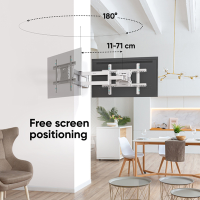 Mbajtëse muri TV ONKRON M7L, 40-75", lëvizje e plotë, VESA 600x400mm, e bardhë