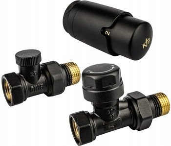 Set termostatik radiatorësh KFA Komfort Pro, i drejtë, i zi