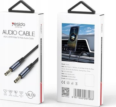 Kabllo audio Yesido YAU39, 3.5mm në 3.5mm, 1m, e zezë