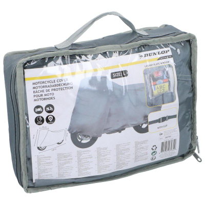 Mbulesë motori Dunlop L, 228 x 99 x 124 cm, që i rri ballë motit, gri argjend