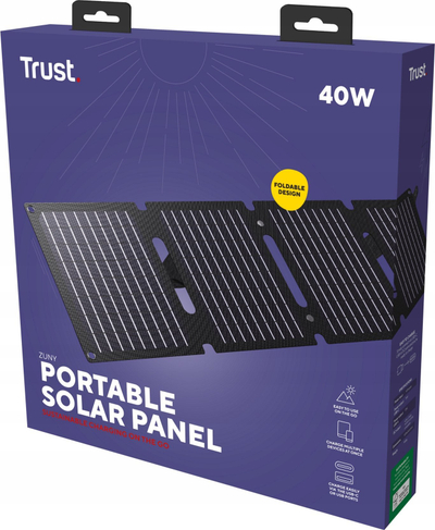 Karikues dielli Trust Zuny, 40W, USB A edhe USB C, i zi