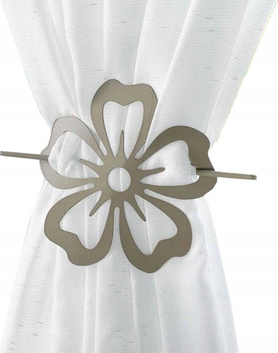 Mbajtëse perde Brooch Petaly, metal i lyer, 15 cm, taupe