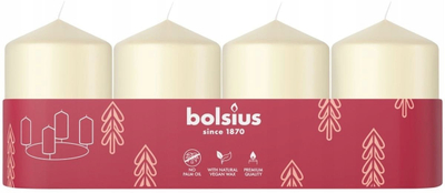 Qirinj cilindrikë Bolsius krem, set 4 copë, 60x40mm, ngjyrë krem