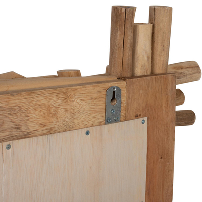 Pasqyrë druri teak dega natyrale 100×80 cm (FB99372)