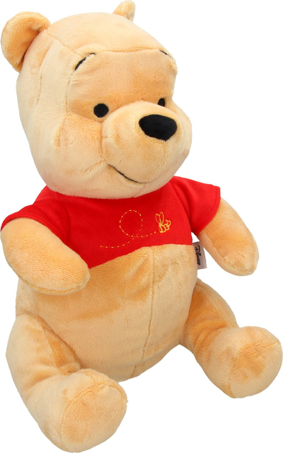 Lodër pelushi Disney Winnie the Pooh, 35cm, klasik, e verdhë me bluzë të kuqe