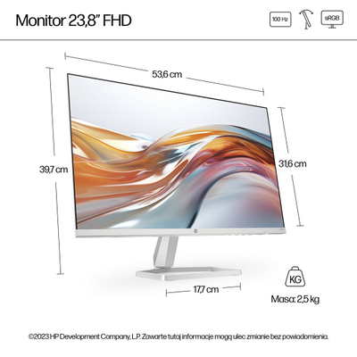 Monitor HP 23.8-inch Series, 23.8", 1920 x 1080, 100 Hz, i argjendtë