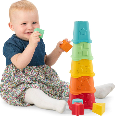Lodër edukative Chicco ECO+ Tower, 2 në 1 kupa për t’u grumbullu, shumëngjyrëshe