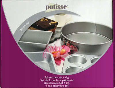 Set kallëpash për pjekje Patisse Silver Top, 4 copë, çelik jo ngjitës, gri