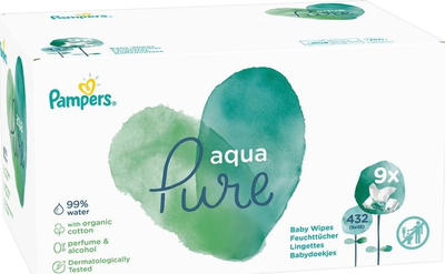 Peceta të lagura Pampers Aqua Pure, 432 copë