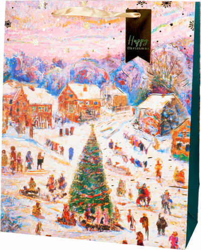Qese dhurate Incood për Krishtlindje, 26x32 cm, me motive festive, shumëngjyrëshe