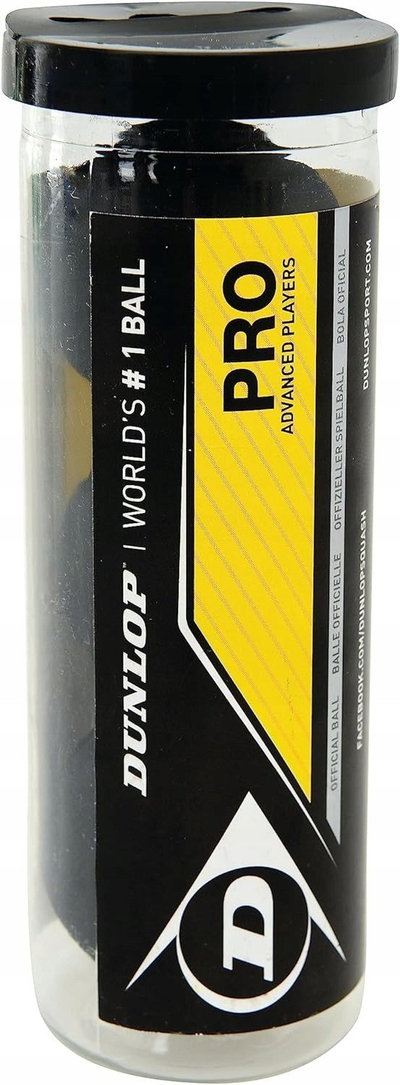 Topa squash Dunlop Pro, set me 3 copë, për lojtarë profesionistë, të zinj