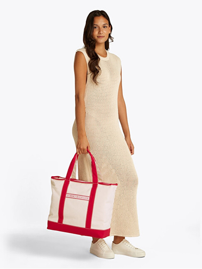 Çantë plazhi Tommy Hilfiger mTH5020, e kuqe/bezhë