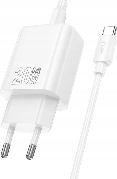 Karikues muri Hoco N61, 20W PD QC3.0, me USB A edhe USB C, i bardhë