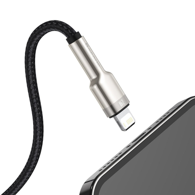 Kabllo karikimi Baseus Cafule Metal, USB në Lightning, 1m, 2.4A, i zi