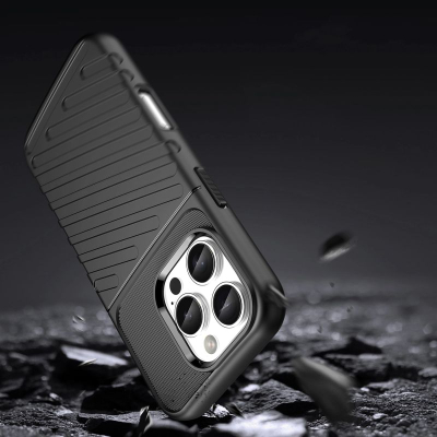 Këllëf telefoni Hurtel Thunder Case për iPhone 16e, silikon TPU, mbrojtje e fortë, i zi