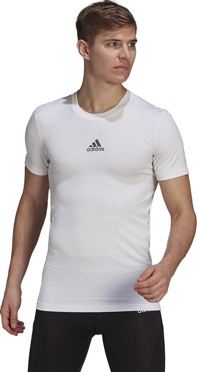 Bluzë sportive Adidas Techfit GU4907, me mëngë të shkurtra, kompresion, e bardhë