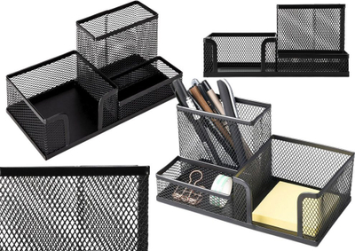Organizues tavoline Office Supplies, metal, me 3 ndarje, i zi