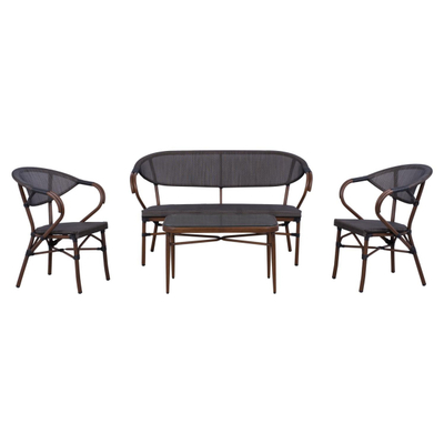Set divanesh 4-pjesësh alumini, bambu kafe (HM5573), kaftë