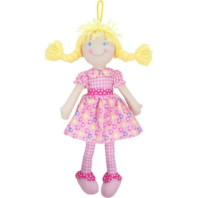 Kukull pelushi Beppe Rag Doll Cornelia, 38cm, flokë bionde, fustan rozë