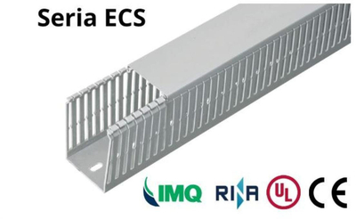 Kanaleta vetëshuarëse për kabllo ECS 25100, 25x100 mm, PVC UL94 V0, gri