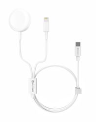 Kabllo karikuese Swissten 2në1, USB-C / Lightning, 1.2m, e bardhë