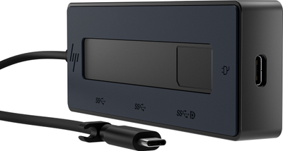USB C хаб HP 4K мултипорт, поддршка за 4K видео, порта за полнење, сива