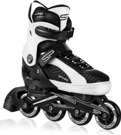 Patina inline Spokey Ori Jr, rrota ABEC-9, madhësi që rregullohet, bardh e zi