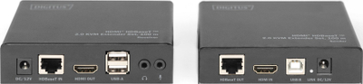 Sistem transmetimi AV Digitus HDMI HDBaseT 2.0, Extender Set 100m, 4K, metalik