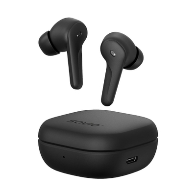 Kufje Savio TWS-12, Bluetooth 5.3, ANC, të zeza