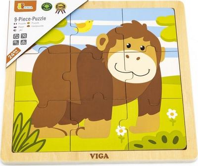 Puzëll druri Viga Gorilla, 9 pjesë, për kalamaj 2+