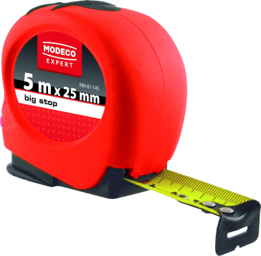 Ротирачки метар Modeco Expert Big Stop, 5 m x 25 mm, црвен