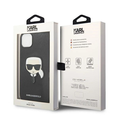 Mbulesë telefoni Karl Lagerfeld PU Saffiano Karl Head për iPhone 14, e zezë