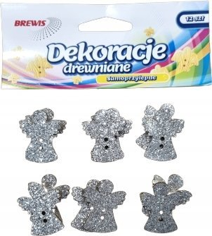 Dekor druri Brewis Angels DD2, vetëngjitës, 12 copë, argjend