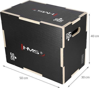 Kuti pliometrike HMS 50x40x30 cm, e zezë