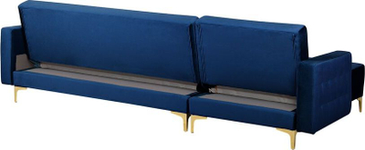 Divan këndor Aberdeen, kadife, shtrat dopio, blu navy