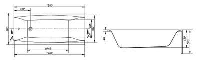 Vaskë banjo Cersanit Virgo Plus Leg, 180x80 cm, e bardhë