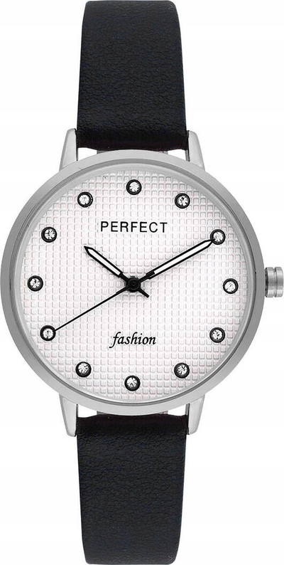 Orë dore për femra Perfect E361-01, kuarc, 34mm, rrip i zi
