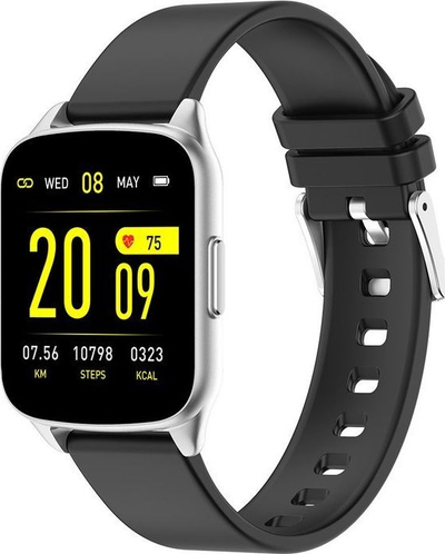 Smartwatch G. Rossi SW009-5, ekran TFT HD, IP67, argjendtë me të zezë