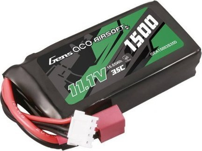 Bateri LiPo Gens Ace Airsoft 1500mAh, 11.1V, 35C, me T-plug