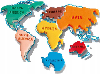 Set modelimi me plastelinë Jokomisiada World Map, me forma kontinentesh, shumëngjyrësh